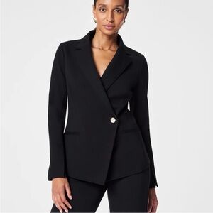 SPANX Black Asymmetrical Single-Button Blazer